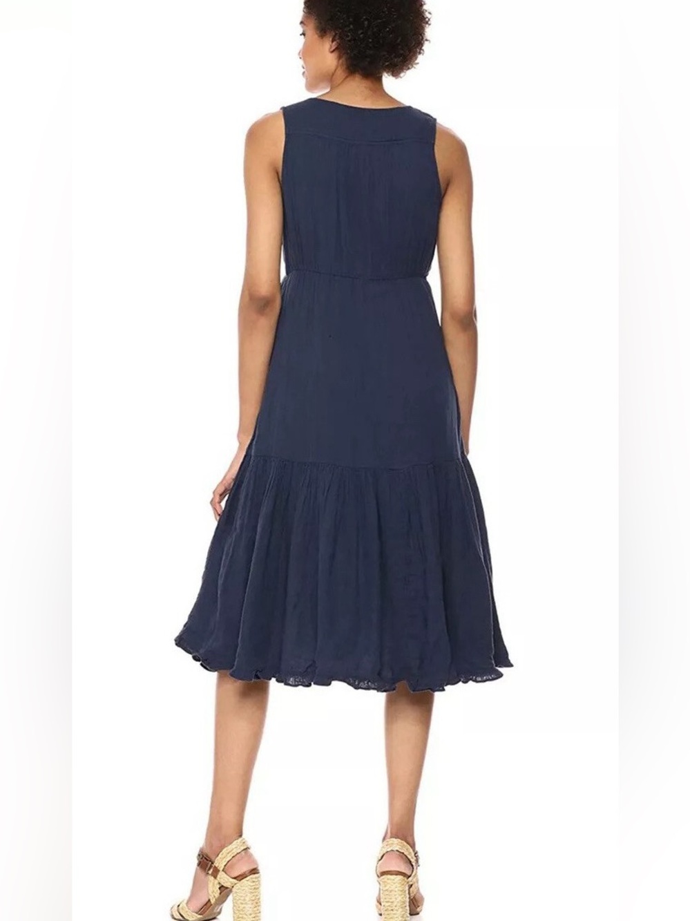 LUCKY BRAND Cotton Gauze Maxi Dress American Navy Sleeveless - Size Small - Picture 11 of 13